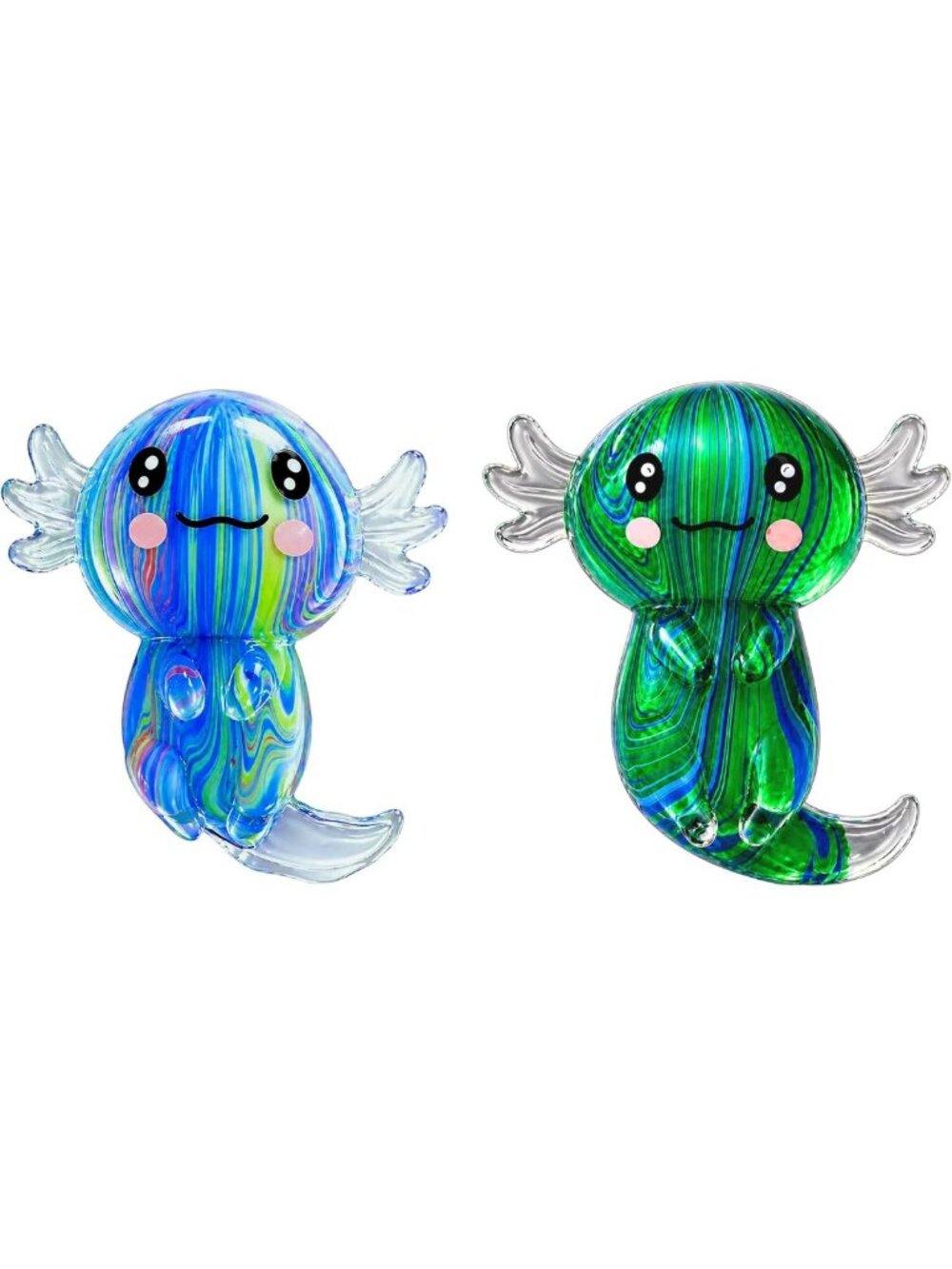 2 Packs Glittery Axolotl Squishy Stress Relief Toys - Soft Squeeze Fidget Fun!